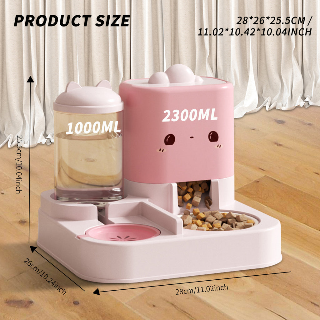 Chmurkowy podajnik wody i karmy 2w1 dla kota i psa – uroczy design z uszami